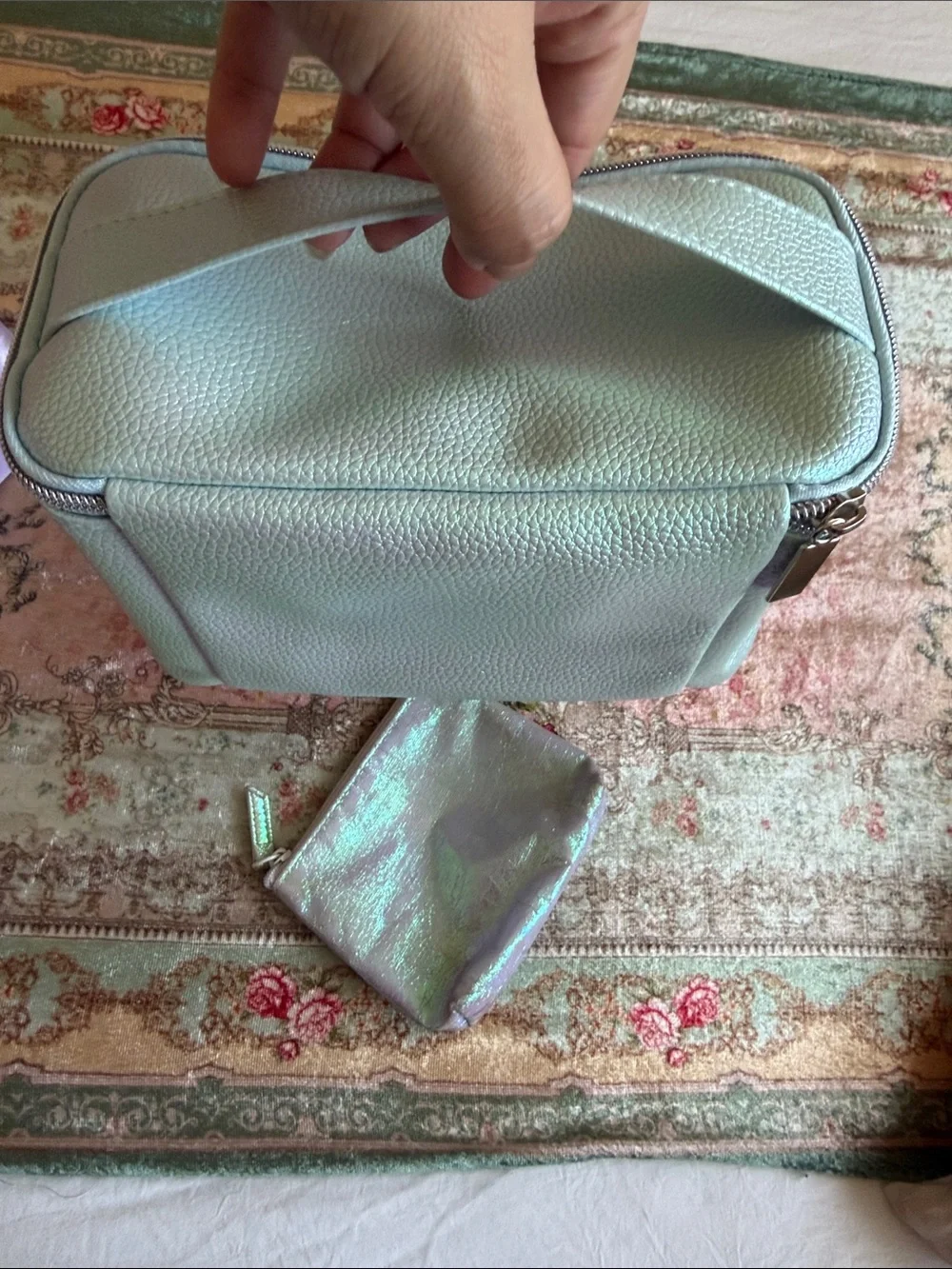 Lilac and Iridescent Cosmetic Pouch Set - Women Bags
